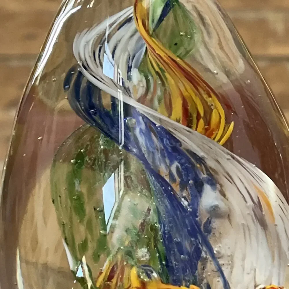 Joska Design Silberberg Kristall Paperweight Glass Art Triple Swirl 4.75”